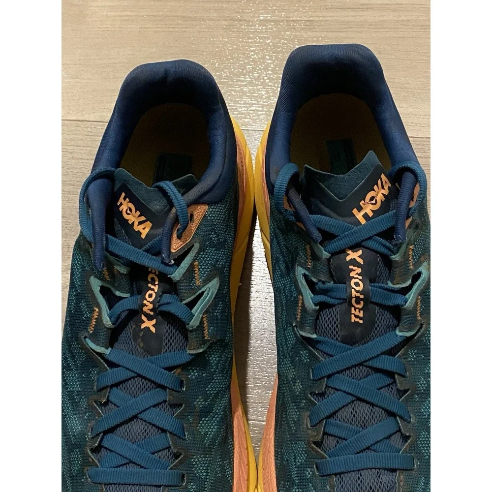 Hoka One One Tecton X Women's Green Orange Trail Running Shoes Sneakers Size 8.5